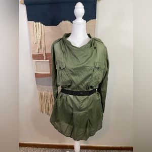 Isabel Marant Etoile Green Crowl Neck Cotton Mini Dress S